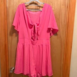 Pink Tie-Front Romper